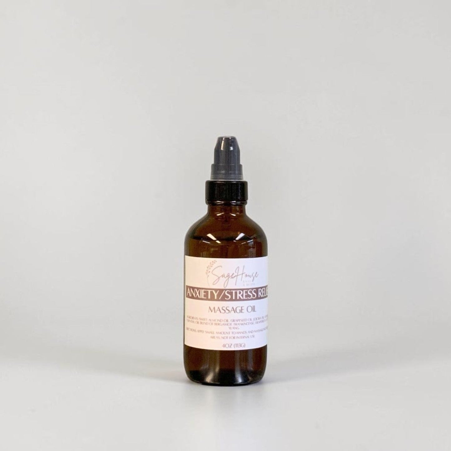 A pump bottle with label. On a white background.