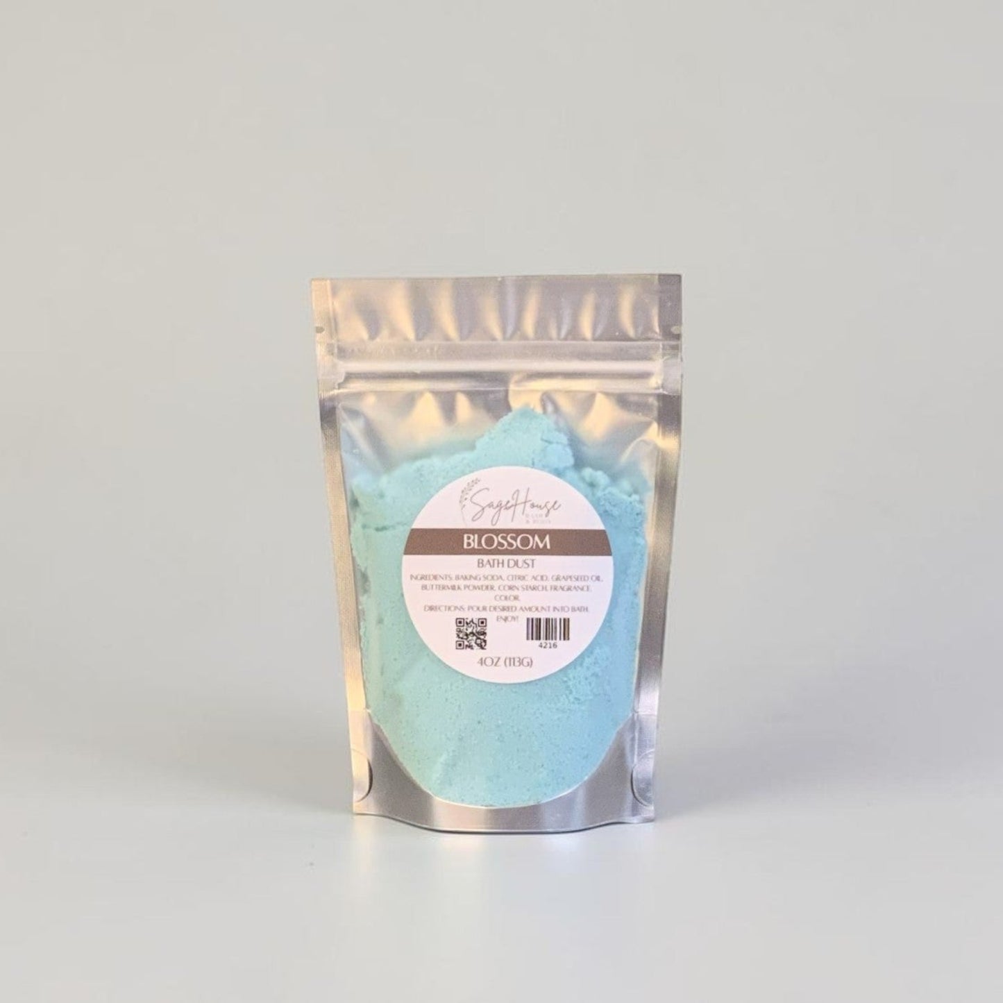 Packaged product with a label on a white background