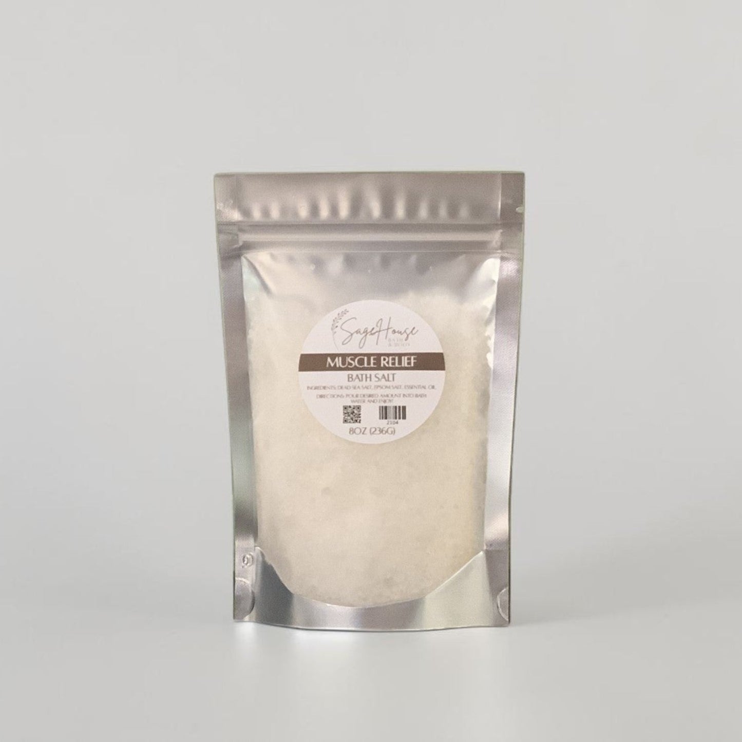 Packaged product labeled 'Muscle Relief' on a gray background