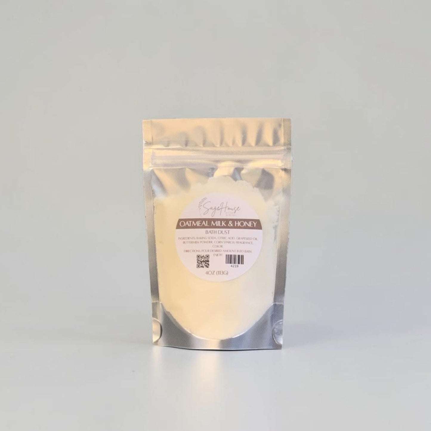 Clear packaging with a label on a gray background