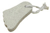 A beige pumice stone with a white loop for hanging.