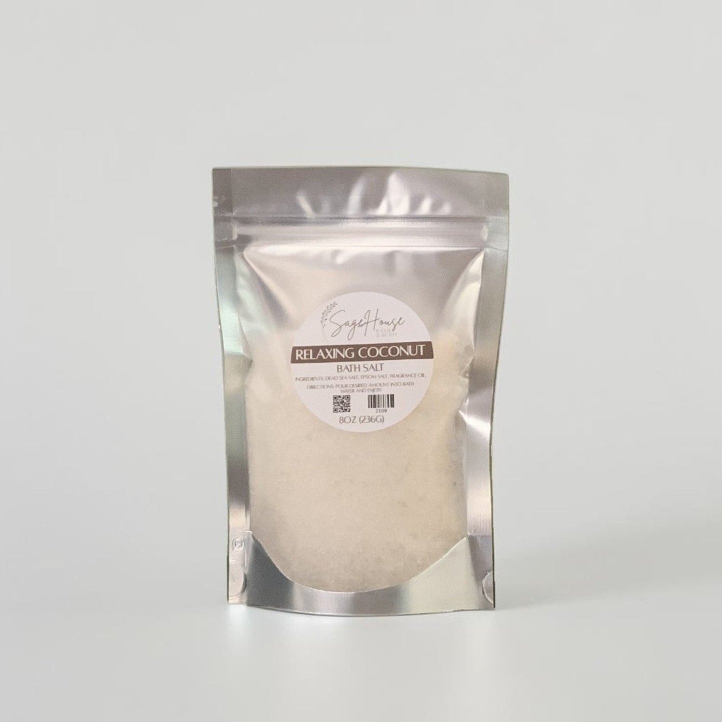 Packaged product with a label on a white background