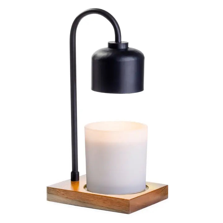 Black & Wood Arched Warmer Lamp