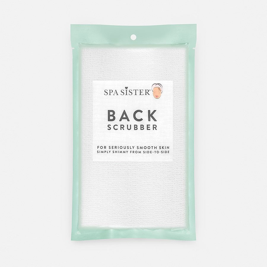 A light green, textured back scrubber bag.