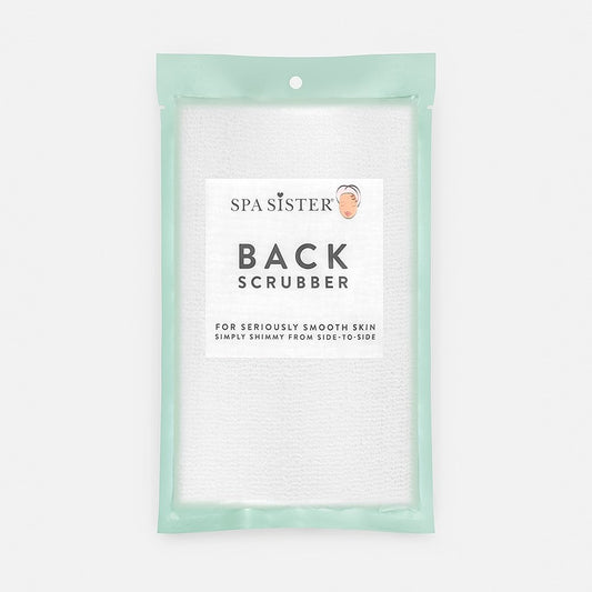 A light green, textured back scrubber bag.