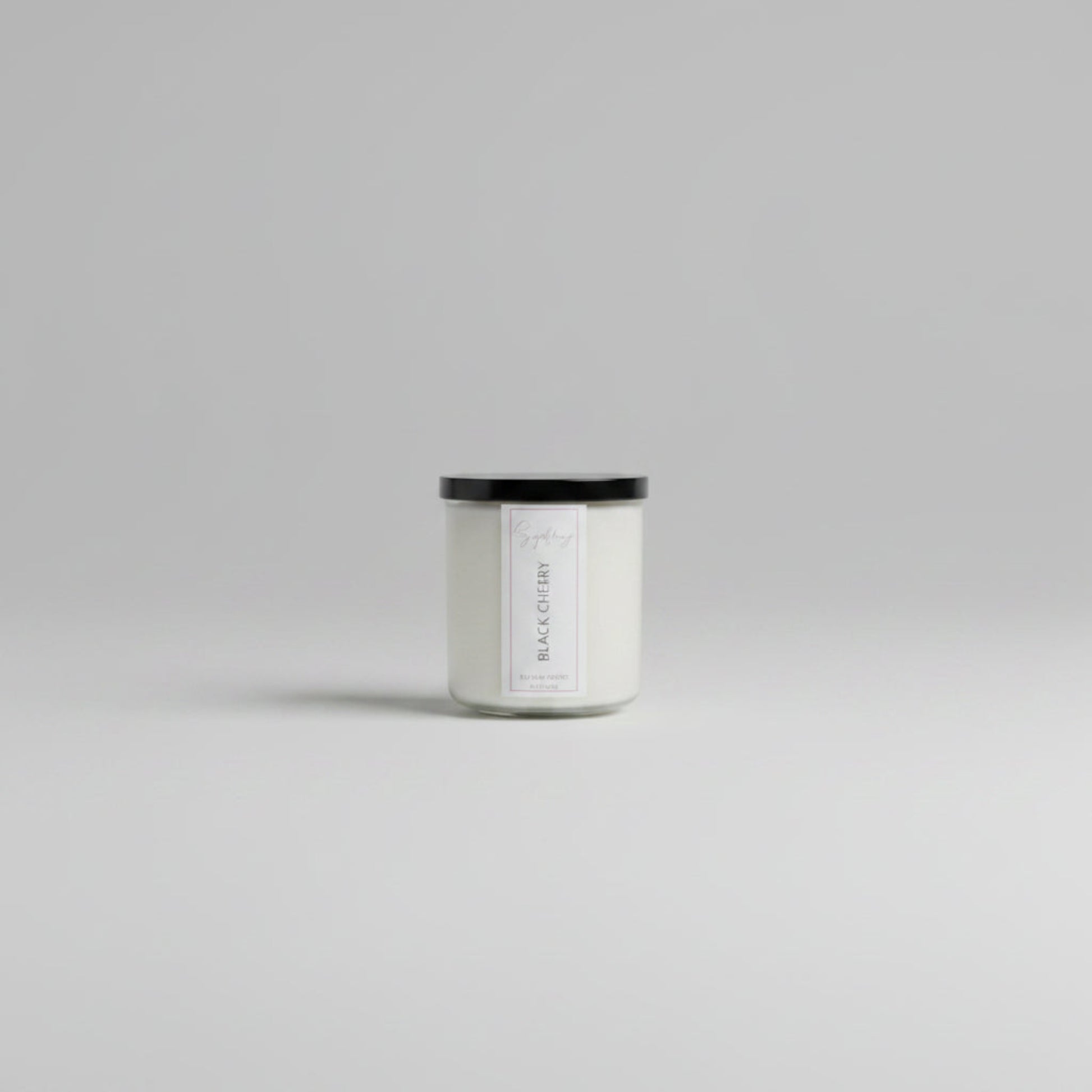 Soy wax in a clear container. on a wooden surface and a white background