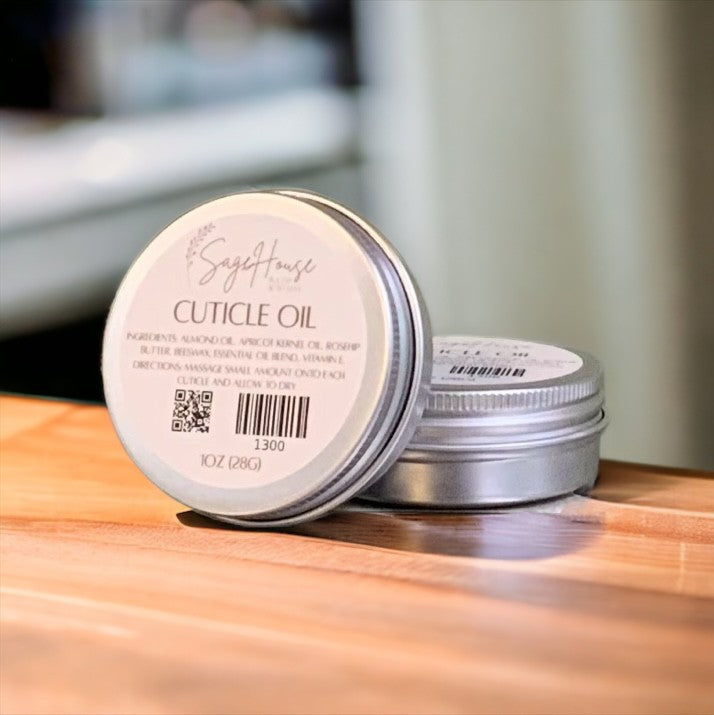 Two tins with one propped up against the other. The tins are placed on a wooden surface
