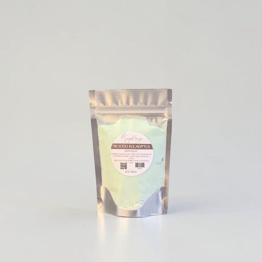 Silver packaging with a label on a white background