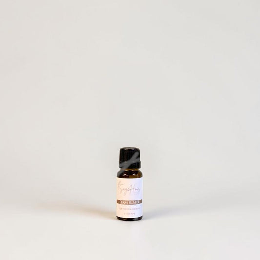 Amber bottle with label on a grey background.