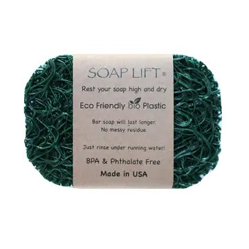 A Hunter Green soap lift with product band around the middle. On white background.