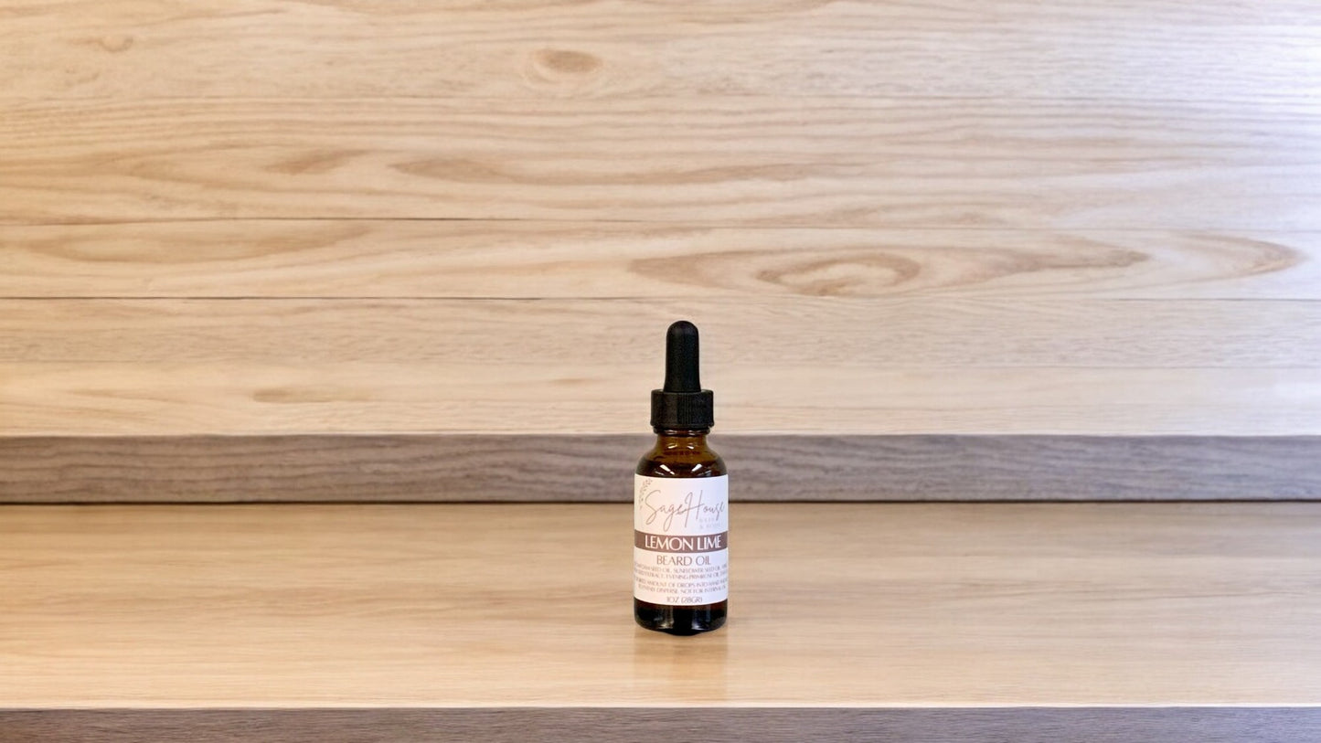 A dropper bottle labeled "lemon lime" on a wood top and background