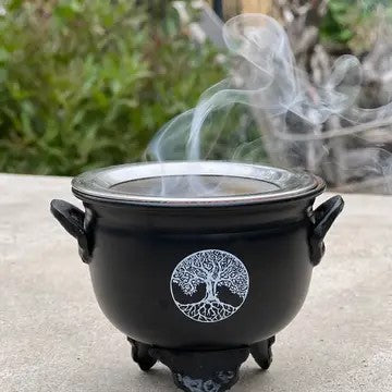 Brass metal incense burner with decorative cutout design by SageHouse Bath & Body
