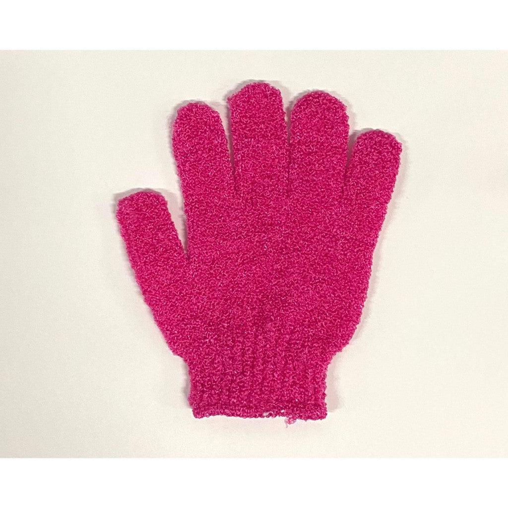 Pink textured glove on a white background