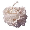 A natural colored Ramie bath pouf used for cleansing in the bath or shower