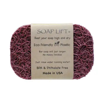 A raspberry soap lift with product band around the middle. On white background.