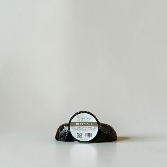Three shower melts with a label on a white background