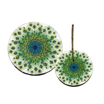 Decorative peacock incense burner with ornate feather design by SageHouse Bath & Body