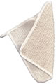 A beige sisal cloth with a textured surface, typically used for exfoliating the skin.
