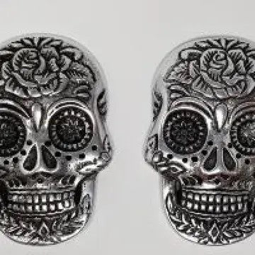 Metal ceramic incense plate featuring decorative skull design by SageHouse Bath & Body