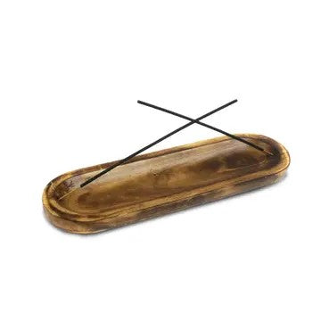 Natural wood incense holder with carved groove for stick incense by SageHouse Bath & Body