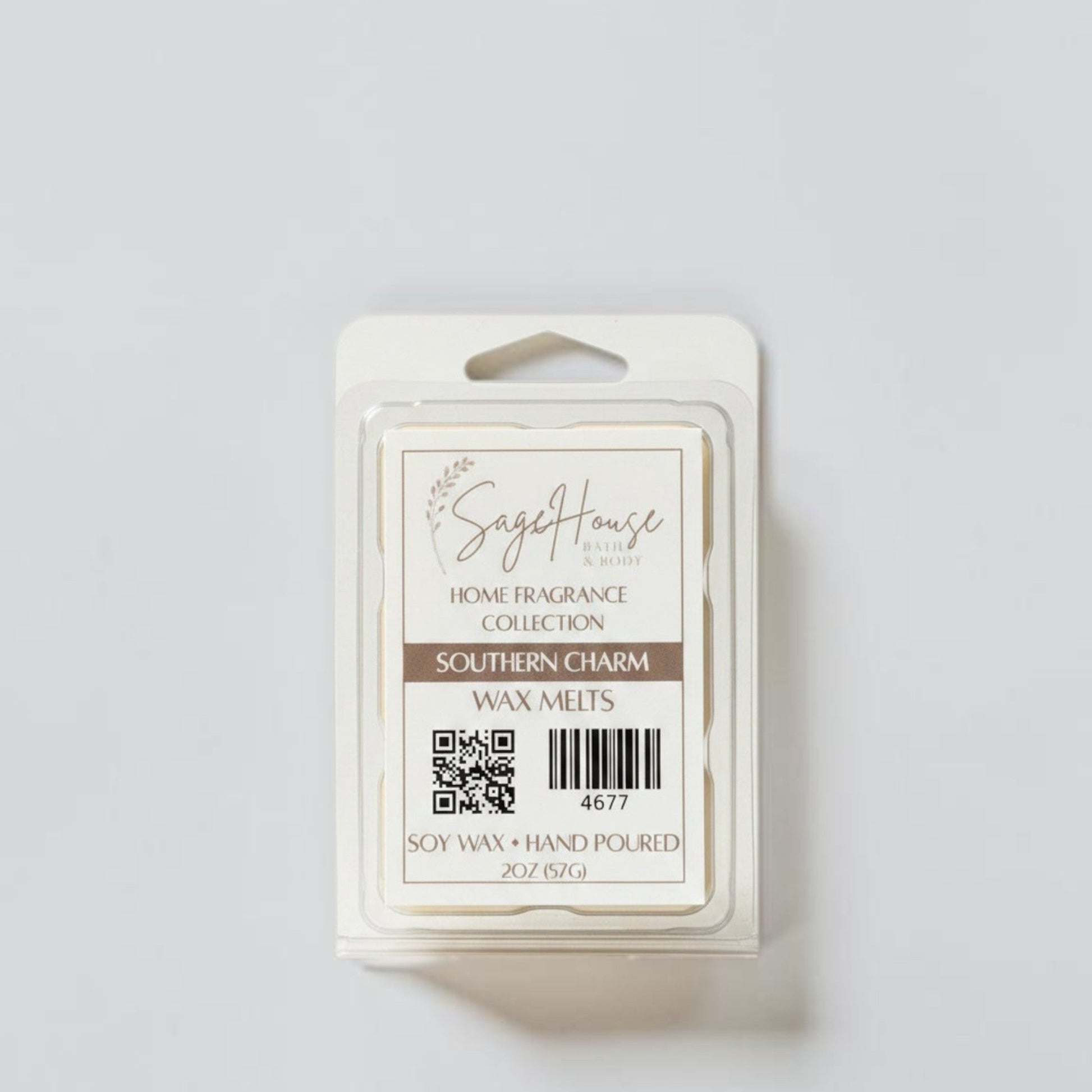 Wax Melt packaging with label on a grey background.