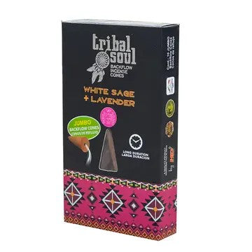 A box of Tribal Soul Backflow Cones, standing up on a white background.